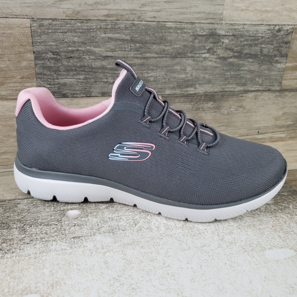 Skechers Summits Radiant Flow Womens Running Shoes Sz 9.5 Charcoal Pink Sneakers